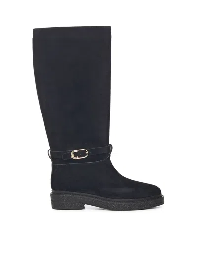 Coccinelle Suede C-saddle Boots In Black