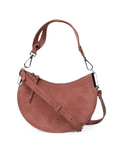 Coccinelle Suede Crescent Shoulder Bag In Brown