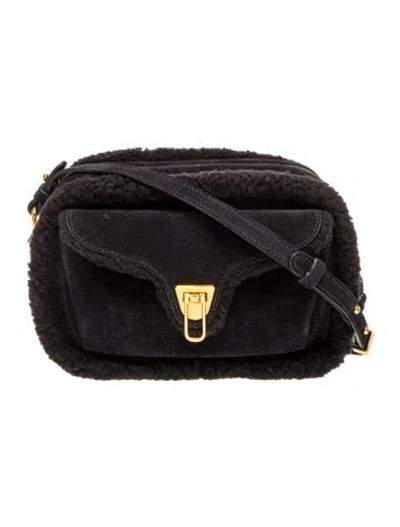 Pre-owned Coccinelle Suede Crossbody Bag In Black