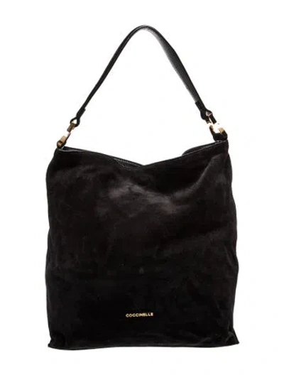 Pre-owned Coccinelle Suede Hobo In Black