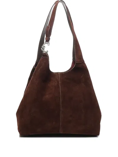 Coccinelle Suede Leather Shoulder Bag In Brown