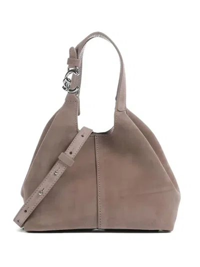 Coccinelle Suede Leather Shoulder Bag In Brown