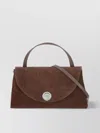 Coccinelle Suede Leather Shoulder Bag With Top Handle