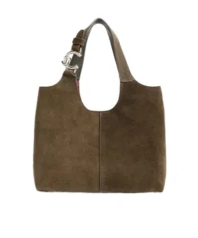 Coccinelle Suede Logo-plaque Tote Bag In Brown