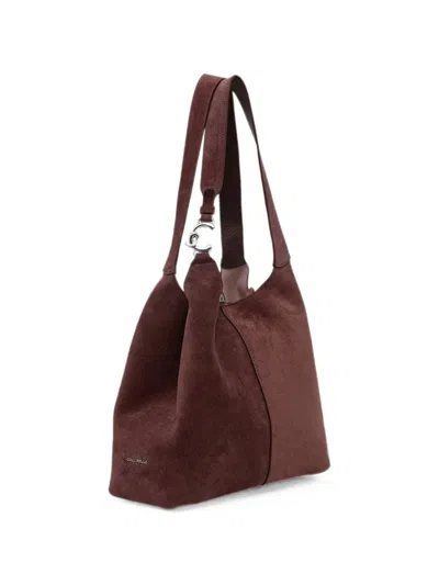 Coccinelle Suede Logo-plaque Tote Bag In Red