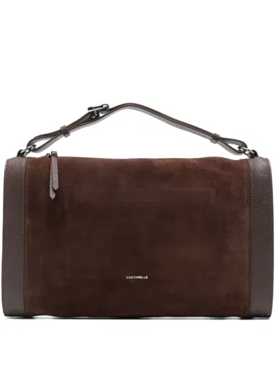 Coccinelle Suede Panelled Tote Bag In Brown