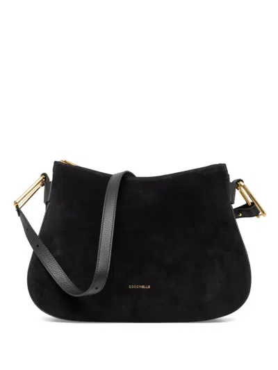Coccinelle Suede Shoulder Bag In Black