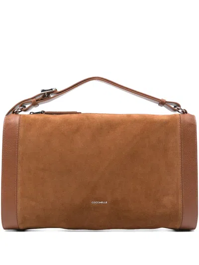 Coccinelle Suede Shoulder Bag In Brown