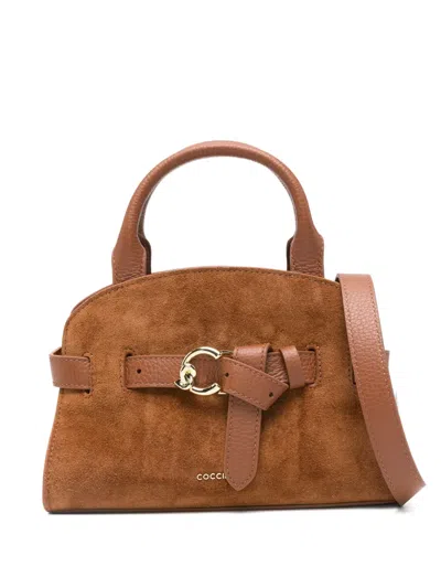 Coccinelle Suede Shoulder Bag In Brown