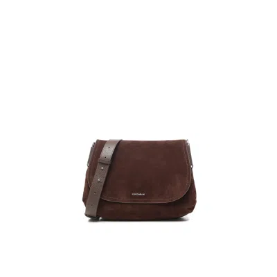 Coccinelle Suede Shoulder Bag In Brown