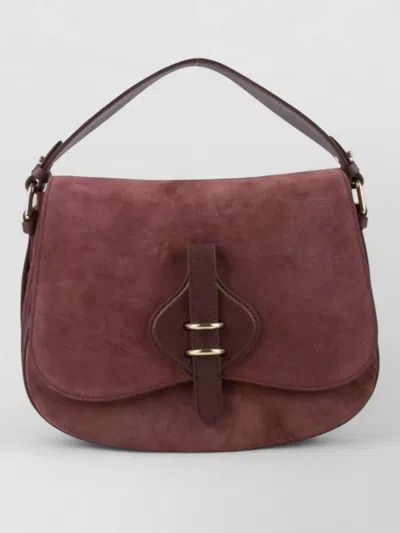 Coccinelle Mavery Structured Burgundy Calf Suede Handbag In Red