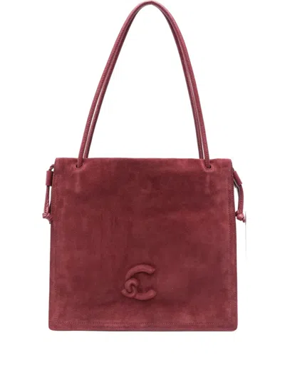 Coccinelle Suede Shoulder Bag In Purple