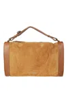 Coccinelle Suede Shoulder Bag With Leather Accents In Brown