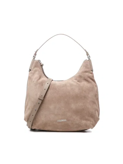 Coccinelle Suede Tote Bag In Sand