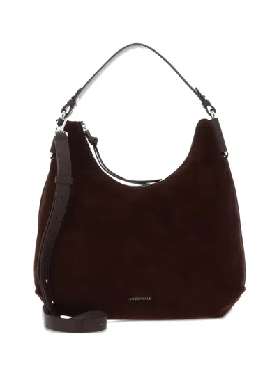 Coccinelle Suede Zip-fastening Tote Bag In Brown