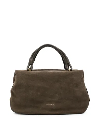 Coccinelle Suede-finish Leather Tote Bag In Brown