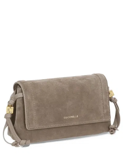 Coccinelle Suede-leather Shoulder Bag In Nude