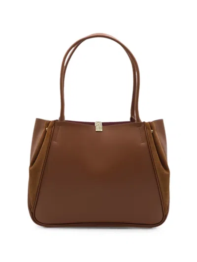 Coccinelle Suede-panel Leather Tote Bag In Brown
