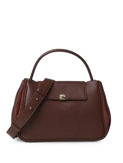 Coccinelle Suede-panel Leather Tote Bag In Brown