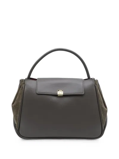 Coccinelle Suede-panelled Leather Shoulder Bag In Brown