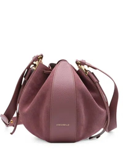 Coccinelle Suede-panelled Leather Shoulder Bag In Burgundy
