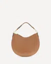 Coccinelle Large Sunup Half-moon Calfskin Shoulder Bag In Sand