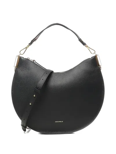 COCCINELLE SUNUP HALF-MOON LEATHER SHOULDER BAG