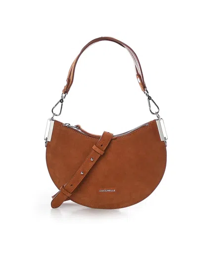 Coccinelle Sunup Small Leather Shoulder Bag In Sand