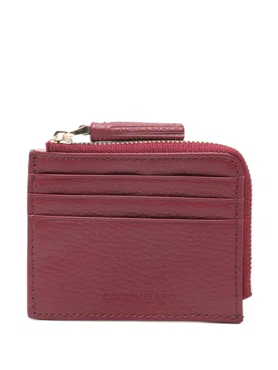Coccinelle Tassel-detail Zip Leather Wallet In Burgundy