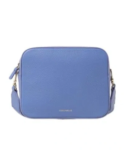 Coccinelle Tebe Logo Stamp Zip-up Crossbody Bag In Blue