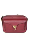 Coccinelle Textured Leather Crossbody Bag In Burgundy