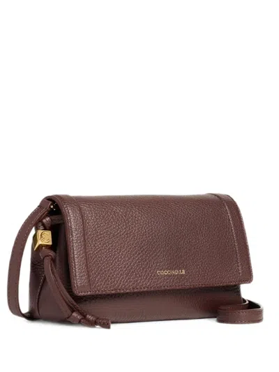 Coccinelle Thess Grainy-leather Shoulder Bag In Brown