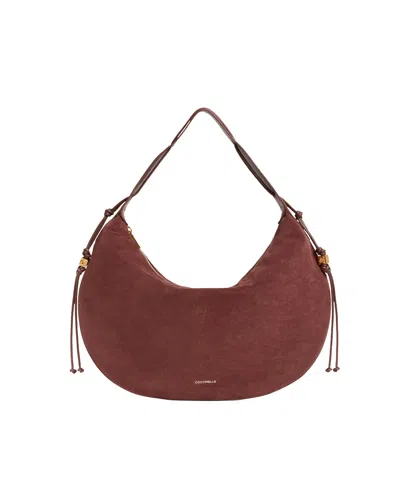Coccinelle Thess Soft Suede Leather C-me Shoulder Bag In Burgundy