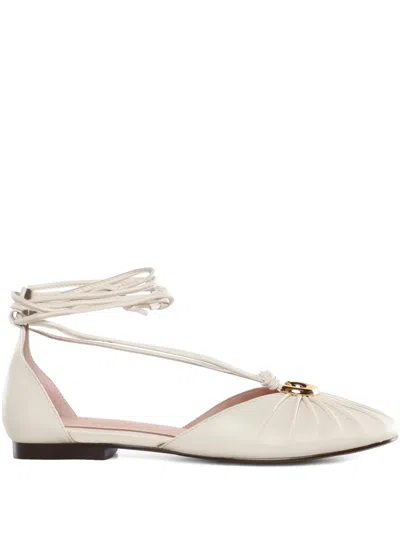 Coccinelle Tie-fastening Gathered Ballet Flats In Neutral