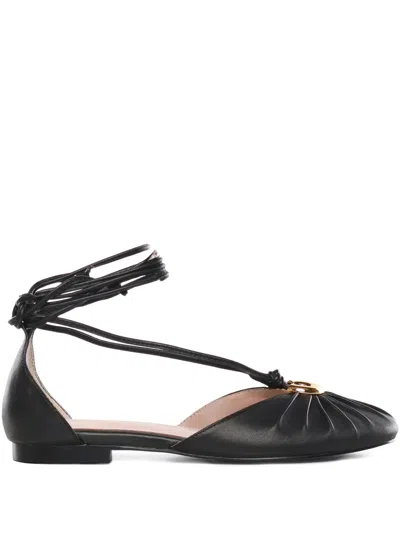 Coccinelle Tie Pleated Ballet Flats In Black