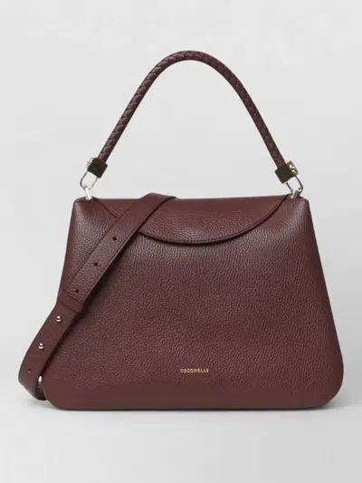 Coccinelle Tiggy Shoulder Bag Adjustable Strap Top Handle In Brown