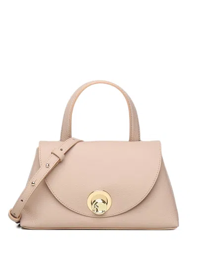 Coccinelle Top-handle Lock Shoulder Bag In Neutral