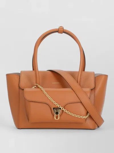 Coccinelle Tote Bag Pebbled Leather Chain Detail