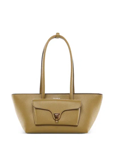 Coccinelle Turnlock Pocket Tote Bag In Neutral
