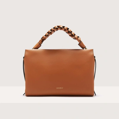 Coccinelle Two-sided Leather Shoulder Bag Boheme Medium In Cuir/noir