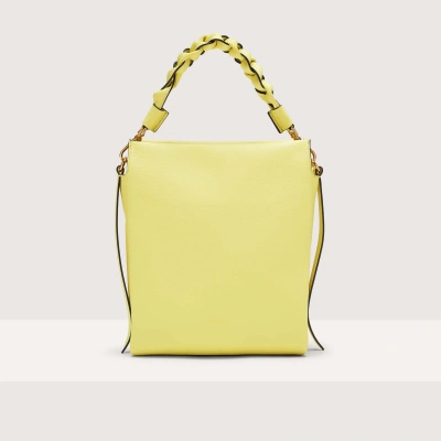 Coccinelle Two-sided Leather Shoulder Bag Boheme Medium In Lime Was/pow.pi