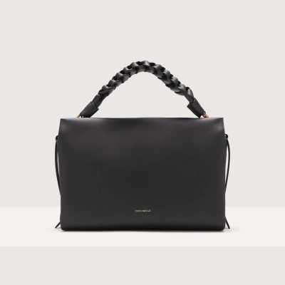 Coccinelle Two-sided Leather Shoulder Bag Boheme Medium In Noir/cuir