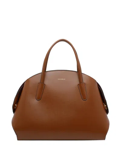 Coccinelle Tylde Calf Leather Dome Handbag In Brown