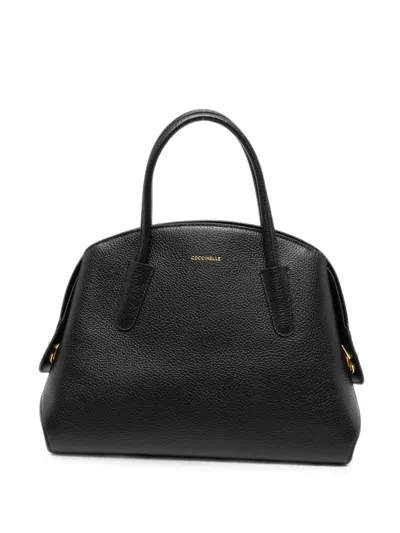 Coccinelle Tylde Grained Leather Tote Bag In Black