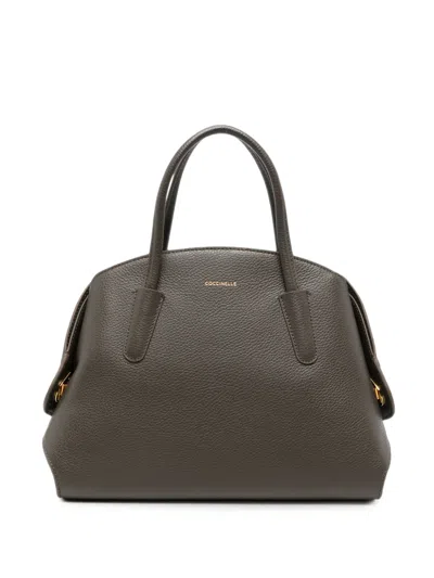 Coccinelle Tylde Grained Leather Tote Bag In Brown