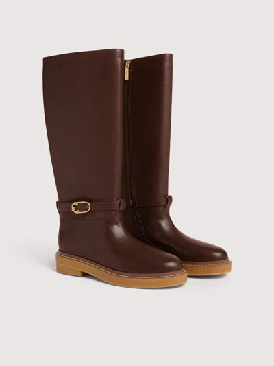 Coccinelle Vintage-effect Leather Ankle Boots C-saddle Vintage In Brown