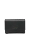 Coccinelle Medium Metallic Soft Calfskin Leather Wallet In Black