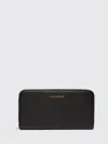 Coccinelle Large Grainy Leather Zip-around Purse Metallic Soft In Black