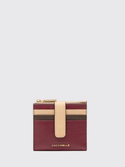 Coccinelle Striped Zip Wallet In Burgundy