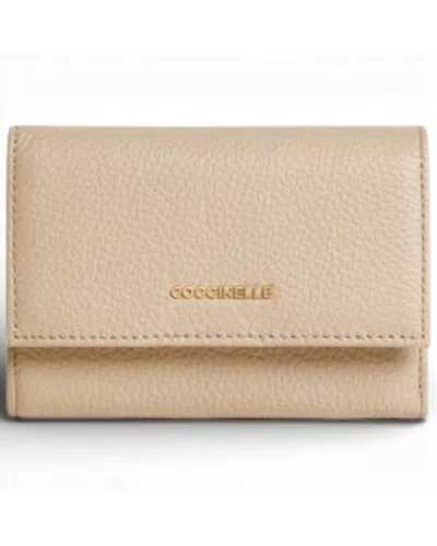 Coccinelle Wallet Metallic Soft Woman Leather Sand In Beige